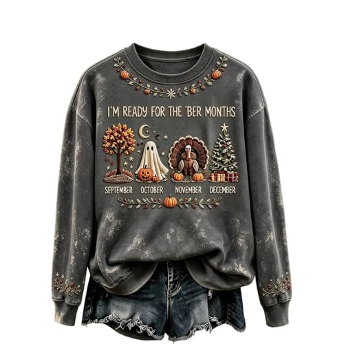 Image of Women'S Oversized Sweatshirts I'M Ready For The Ber Months Print Pullover