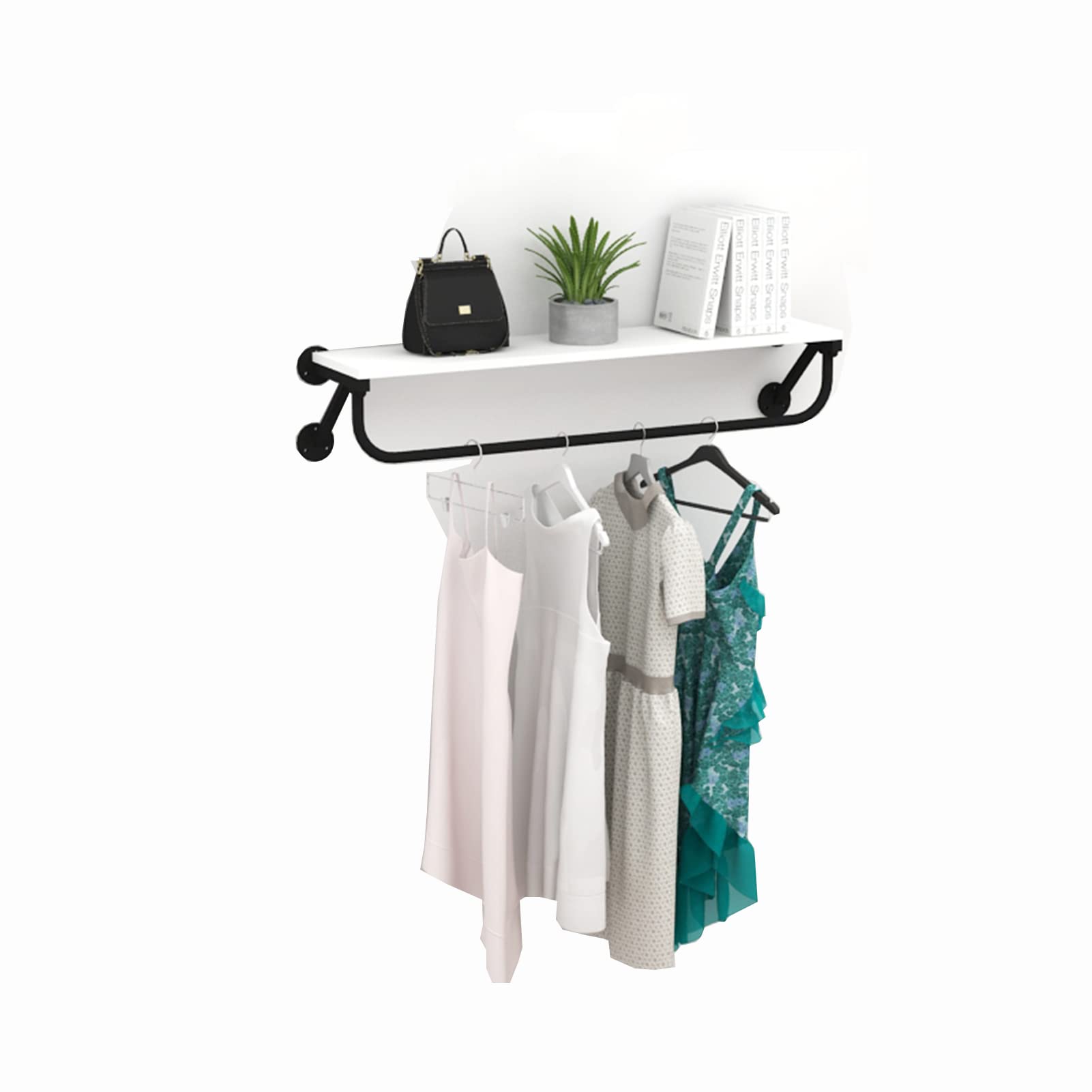 HTTGDGDH Coat Rack Wall-Mounted Garment Rack Retail Store Hanging Clothes Rail Rod Storage Display Clothing Rack For Bedroom Or Boutiques/Gold/120Cm