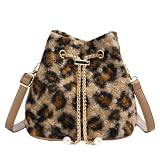 Extolove Sac à main moelleux en fausse fourrure pour femme   Motif guépard   Sac fourre tout en fourrure, B marron.
