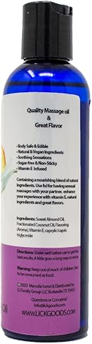 Miniatura 2 de Aceite de masaje con sabor a duraznos y crema con vitamina E, aceite de masaje corporal comestible vegano para mujeres y hombres con aceite de