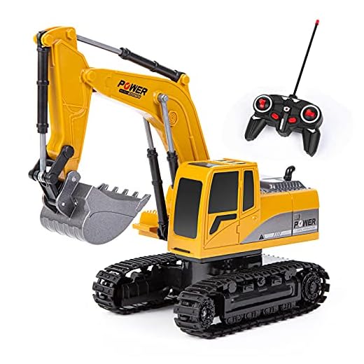 Thedttoy Excavadora Teledirigido para Niños Regalo de Cumpleaños, 1:24 Excavadora Tractor Juguetes Niños, Vehículo de Construcción Excavadora RC 6 Canales Excavadoras Camion Juguete con LED y Sonido