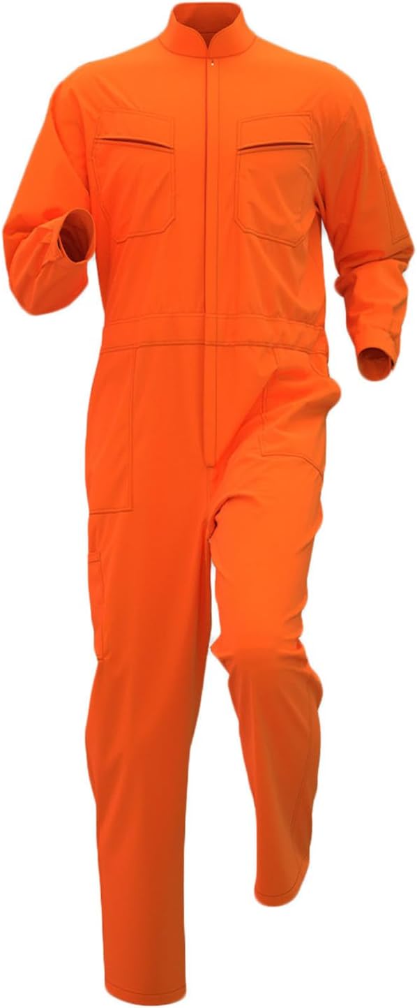 Cambkatl Men's Stand Collar Work Coverall Big and Tall Overalls Mechanic Coveralls Workwear Jumpsuit with Multi Pockets