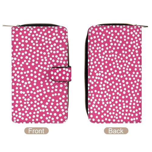 Whitepink Polka Dots Long Wallet for Women Men Purses Coin Pouch Credit Card Holder Organizer3