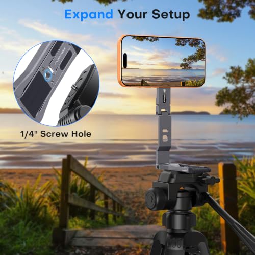 Image of OMOTON TP03 [Ultra-Slim] for MagSafe Tripod, 360 Rotating Magnetic Phone Tripod for iPhone 17 /16 Pro Max Air Women Men, Fold Cell Phone Stand with 1 /4 inch Screw & Hook Fits Vlog, Travel Essentials, Gray