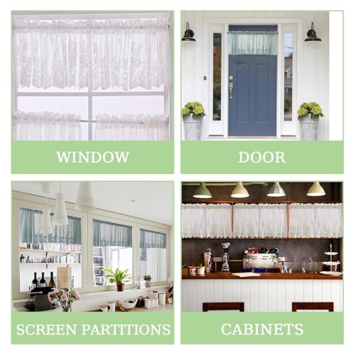 Image of Lace Curtain & Sheer Curtains Short Valance for Kitchen Window Curtains (74 * 61cm / 29 * 24in) Cabinet Decor with Elegant Design Ideal for Kitchen Dining or Bedroom