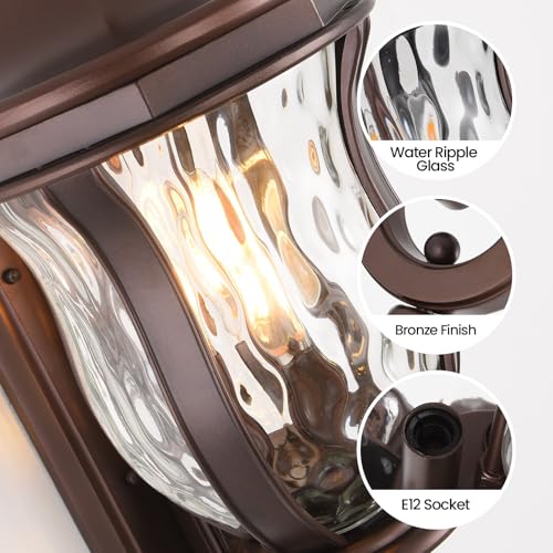Image of Brown Exterior Wall Sconces, 28 inch Large Outdoor Wall Light Fixtures