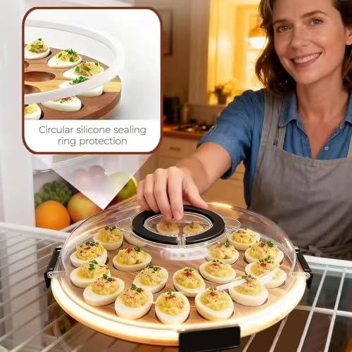 Bandeja para huevos rellenos de madera de acacia con diseño premium 3