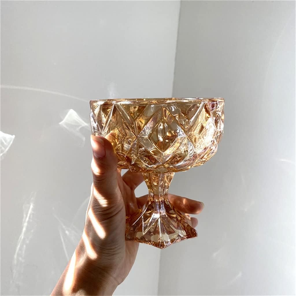 Vintage Crystal Glass Cup Embossed Goblet Home Party Dessert Yogurt Ice Cream Cup Cocktail Glass Gifts Drinkware