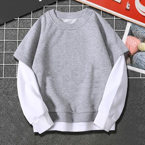 Boys Girls Two Piece Crewneck Sweatshirt Cotton Comfy Oversized Pullover Tops Toddler Kids School Trendy Aesthetic Clothes3
