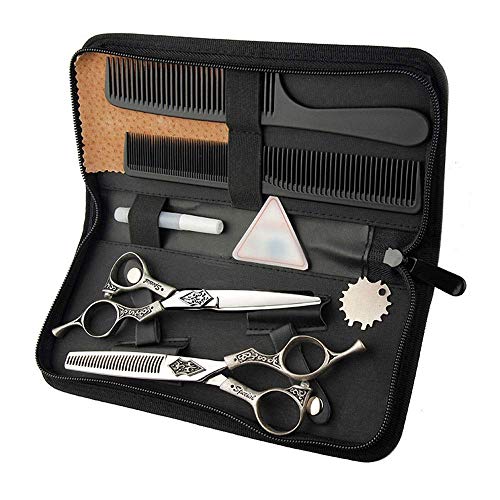 KAUTO Luxury Hairdressing Scissors Kits Stainless Steel Hair Cutting Shears Set Thinning, Home Shear Kit for Men Women