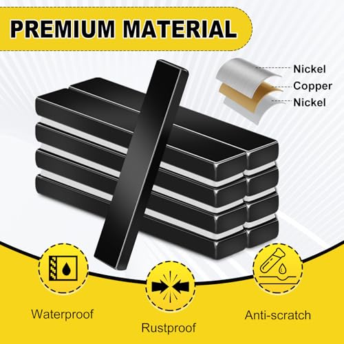 image for MIKEDE 9 Pcs Magnets, Waterproof Strong Neodymium Bar Magnets with Epo