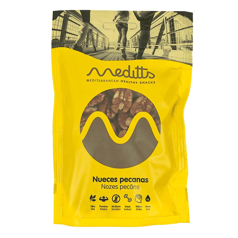 Meditts - Nueces Pecanas 100 gr | Enteras y Naturales | Sin Sal ni Aditivos | Sin Gluten | Alto en Fibra y Grasas Saludables | Snack Nutritivo | Apta para Dieta Keto, Vegana y Vegetariana