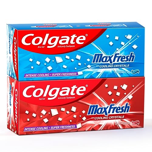 Image of Colgate Maxfresh Toothpaste Red Gel Paste 300G (Spicy Fresh) Maxfresh Toothpaste Blue Gel Paste 300G (Peppermint Ice) With Menthol For Super Fresh Breath
