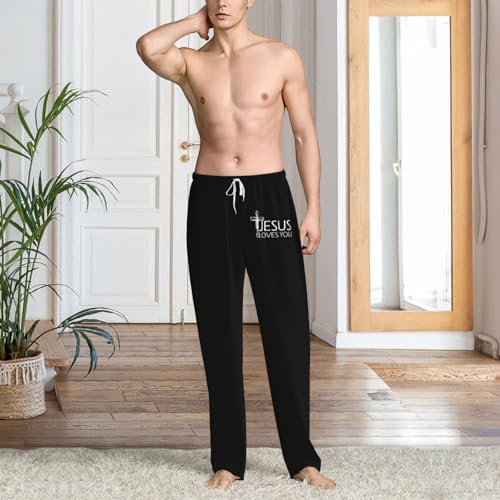 Jesus Loves You Faith Pajama Pants Men'S Lounge Pants Lightweight Pjs Bottoms Wide Leg Sleepwear Comfy Sleep Pants2