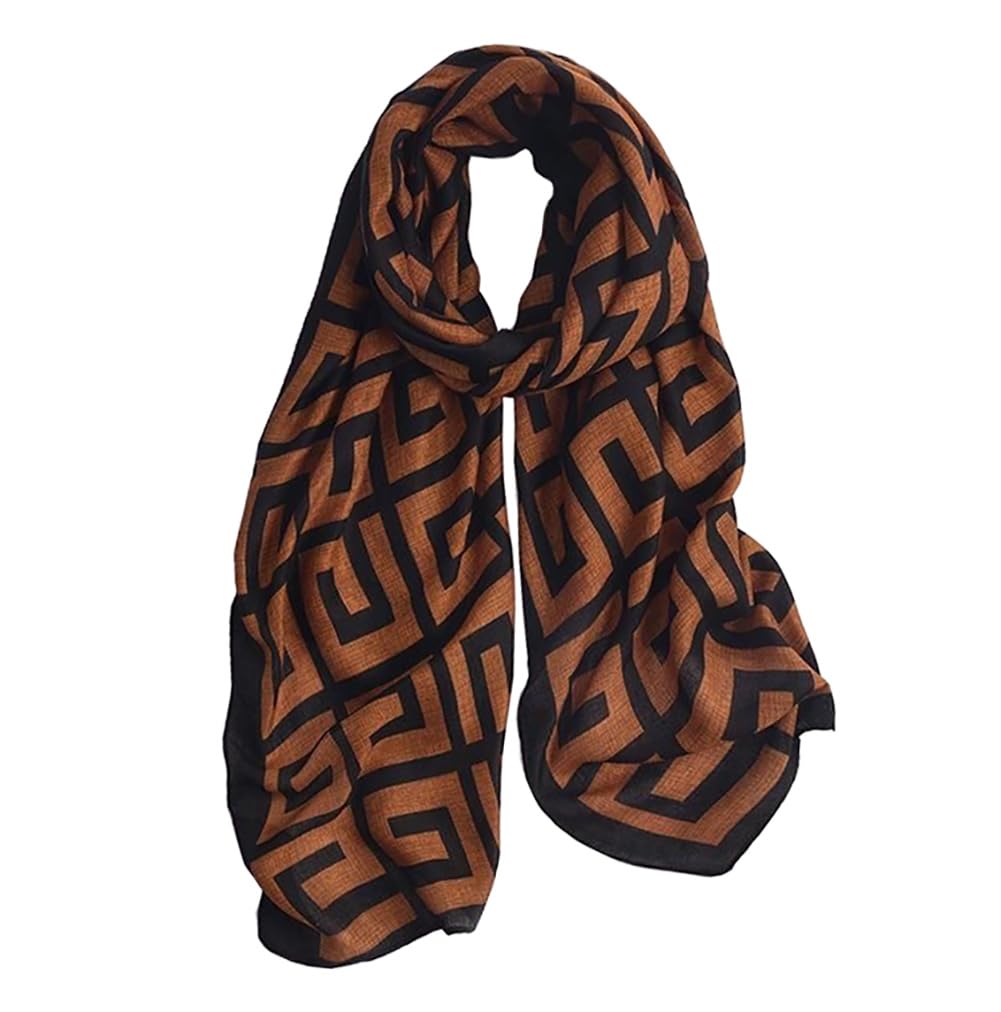Jerla Unisex Black And Brown Women's Scarves Lady Light Soft Fashion Solid Scarf Wrap Shawl Plaid Scarf, 73"L X 39"W