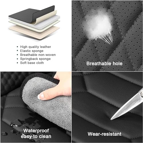 Image of Front Seat Covers for Volkswagen Golf SportWagen 2015-2019, Black | Premium Leather, waterproof full coverage, non-slip and scratch-resistant, front-seat protection for daily commuting