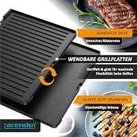 Arendo - Tischgrill elektrisch mit 2 Grillzonen - Electric grill 2 Thermostate - Elektrogrill Edelstahl – 2800W Leistung – Antihaft-Beschichtung –Spritzschutz – Für Balkon Küche Terrasse Garten – Ansicht 4