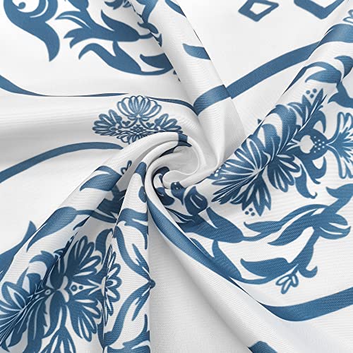 Sumgar Boho Damask Flowers Shower Curtain Blue And White, Retro Ogee Pattern Bathroom Curtains, Classic Paisley Totem Moroccan Beach Fabric Shower Curtains Set With Hooks 72X72 Inches #TOP4
