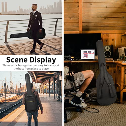 Muscab Bass Guitar Bag 7Mm Padding Waterproof Electric Bass Case, Electric Bass Gig Bag Backpack With Neck Strap And Pockets, Black #TOP5