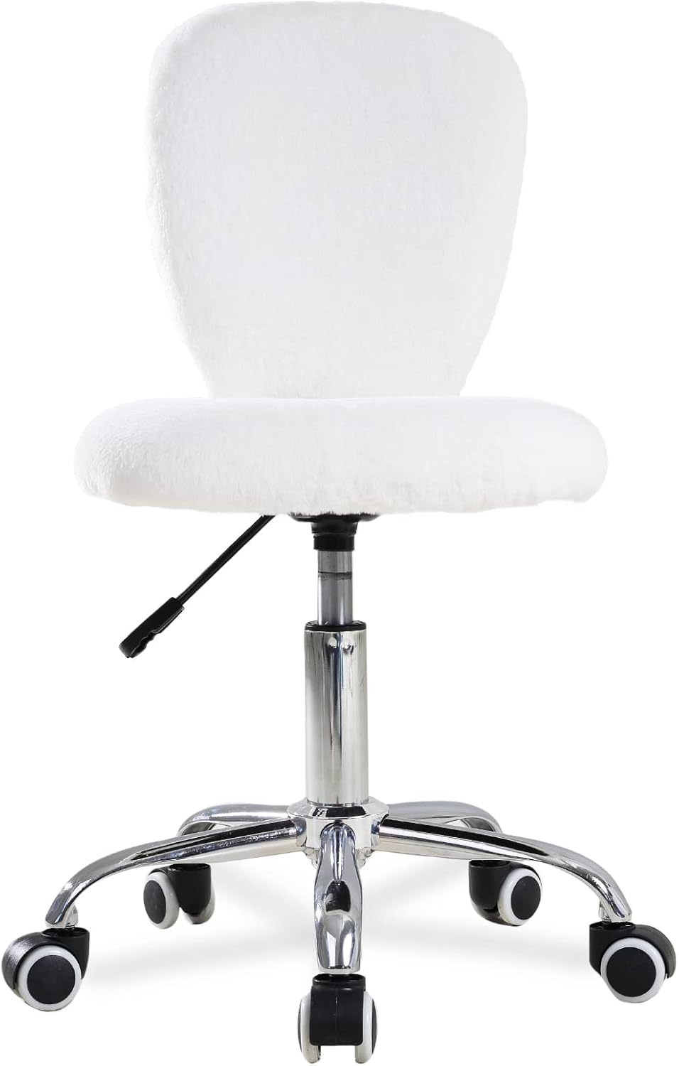 Bеѕt Dеаl Wangji Fuzzy Desk Chair for Teens, Small Comfy Armless Furry Fur Chair with Swivel, White