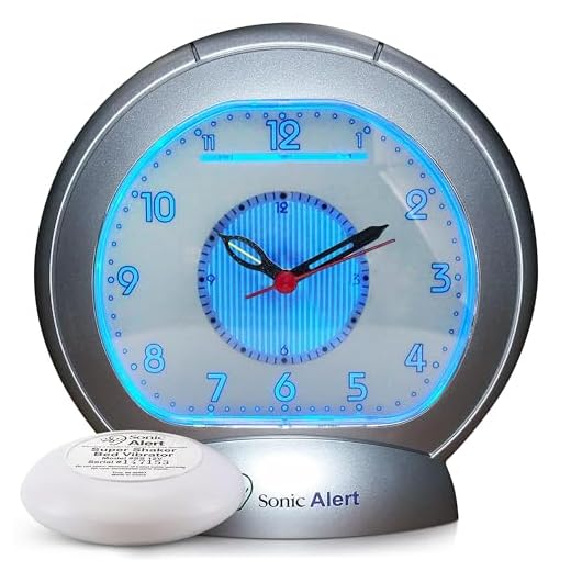 Sonic Alert Alarm Clock – Sonic Bomb Analog Alarm Clock - Loud Alarm Clock for Heavy Sleepers – Alarm Clock with Bed Vibrator – Easy to Use - Silver