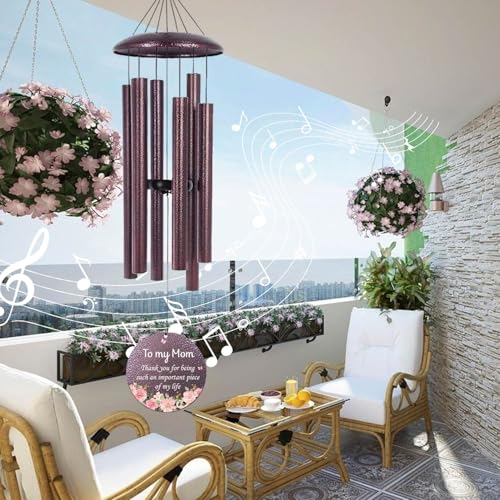 Image of Mom Gifts Custom Wind Chime, for Mother Form Kids, Love Mom Birthday Gifts for Mommy from Daughter, Outside Windchimes