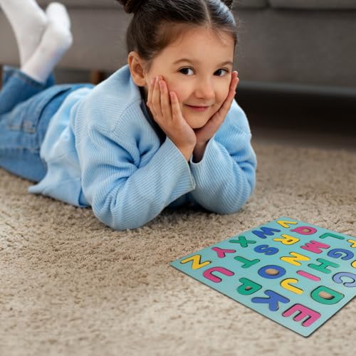 Image of Wooden Puzzle Set for Toddlers | Set of 3 - Alphabets, Numbers & Shapes | Montessori Educational Toys for 2+ Year Old Boys & Girls | Learning Puzzle Game for Kids