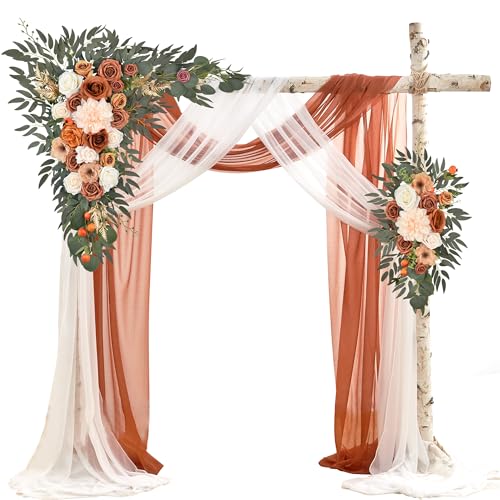 WEDFLOR Wedding Arch Flowers with Drapes Kit (Pack of 4)