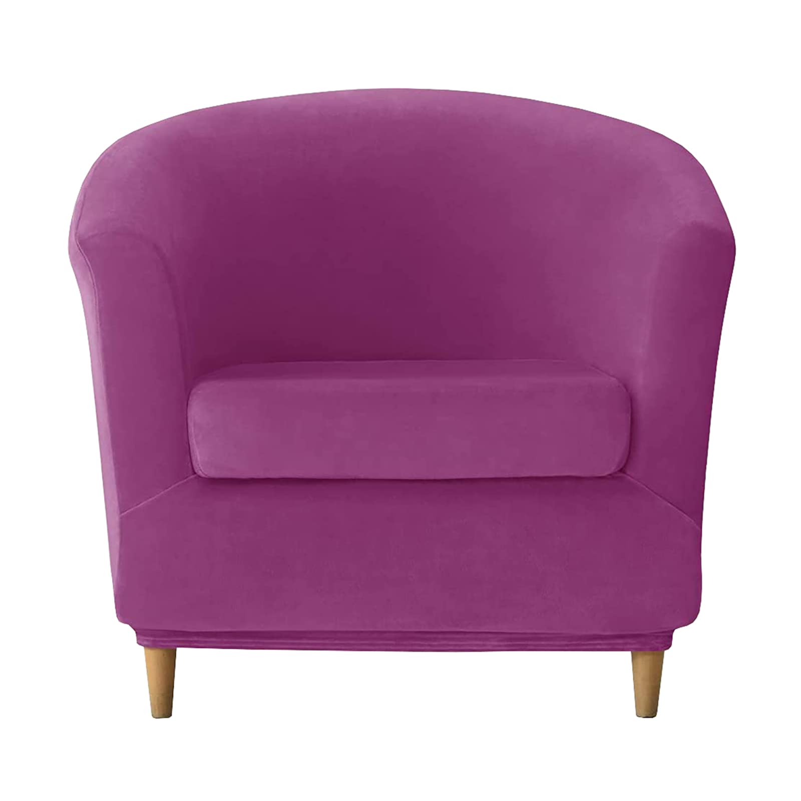 Jhld Purple Velvet Club Chair Slipcover 2 Piece, Tub Chair Cover Stretch Armchair Chair Slipcovers With Elastic Bottom Sofa Cover Machine Washable -2 Pieces