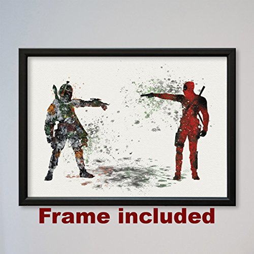 Star Wars Deadpool vs Boba Fett Bounty Hunter 9" x 12 3/8" FRAMED Poster