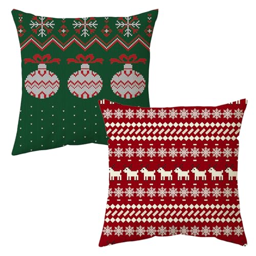 MORAINJAY Funda de Cojines Navideño,45x45cm Cojines Sofa Navidad Juego de 2,Sofas Decoracion Fundas...