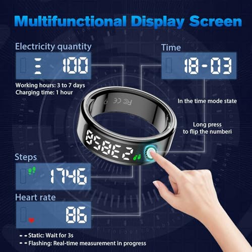 Image of Smart Ring Health Tracker for Men /Women,Fitness Ring Sleep Tracker,Fast Charging for Long-Lasting Use,for Pedometer Exercise,Monitor Sleep, Heart Rate, Stress,Waterproof(Silver2,10)