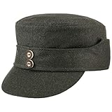 Mit Schirm Lodenhut Manufaktur Baschlik Jagdmütze Loden Jagdcap Armycap Wollcap (56 cm - Oliv)