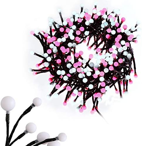 LEDGLE Decorative String Lights Fairy Patio Light 9.8ft 400 LEDs Waterproof String Lights for Indoor and Outdoor Use, 8 Lighting Modes, Memory Function-Pink and White Light