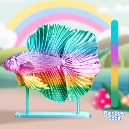 Image of ERYONE Silk Rainbow 3D Printer PLA Filament 1.75 + /- 0.03mm, Shiny Multicolor Filament PLA Fast Color Change 1KG(2.2LBS), Rainbow Soda