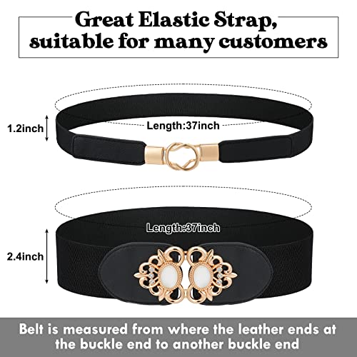 Xtinmee 4 Pieces Plus Size Waist Belts for Women 2 XL Wide Stretchy Elastic Vintage Black Belt for Dresses Accessories3