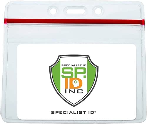 5 Pack - Heavy Duty Badge Holder Horizontal with Resealable