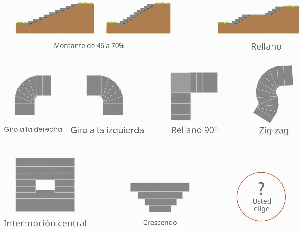 Escalera de exterior, madera, 100 cm