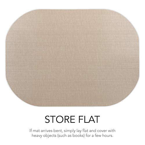 Andie Home Oval Placemats For Kitchen Table And Dining Room, 6-Piece Set, Heat-Resistant And Surface Washable Placemat, Wheat Beige, 17"X12" #TOP4
