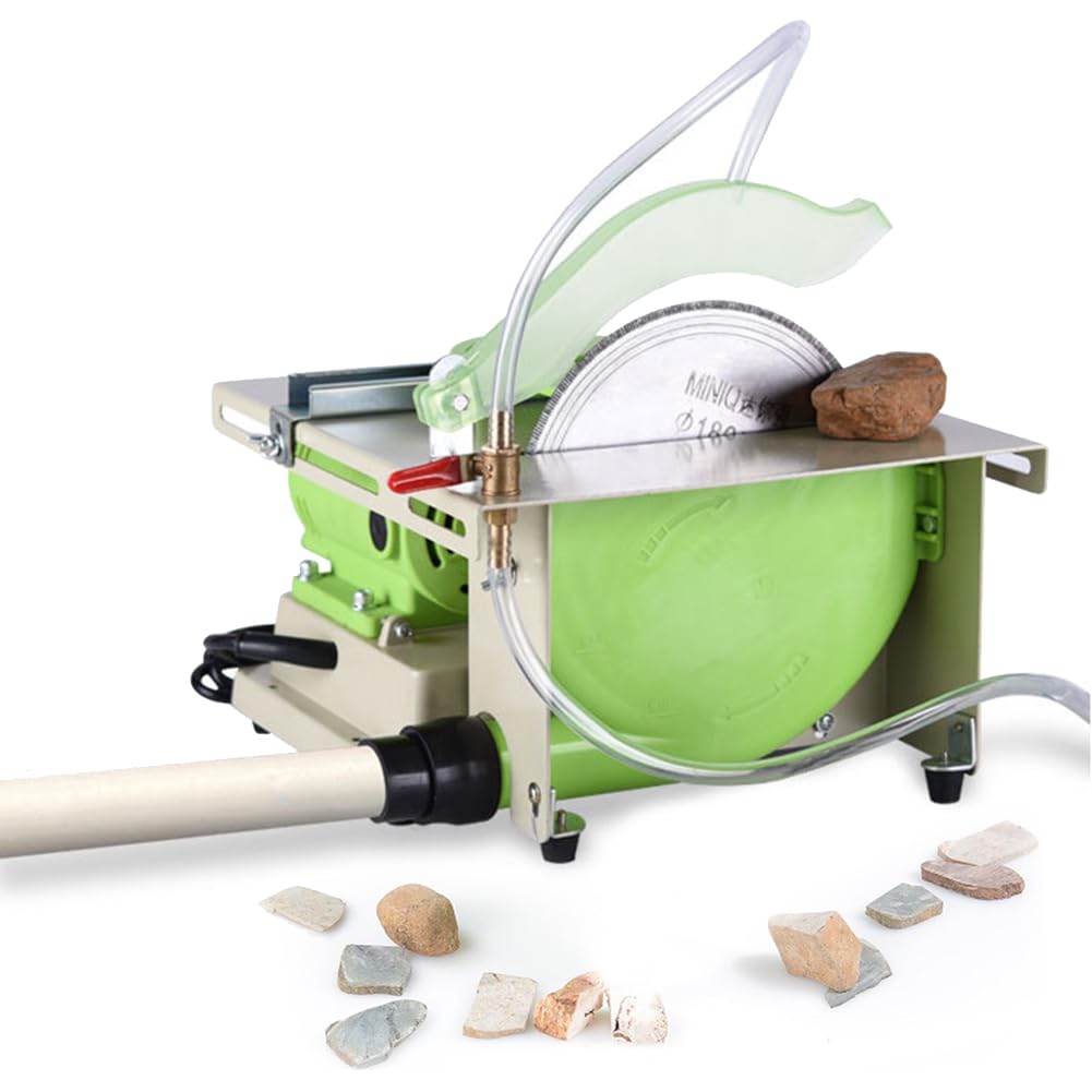 ANGDI 1380W Mini Table Saw Rock, 500-7000r/min Saw Rock Lapidary Polisher Bench Buffer Machine, Professional Jewelry Faceting Polisher with Tool Accessories Set for Home Jewelry Making Hobbies