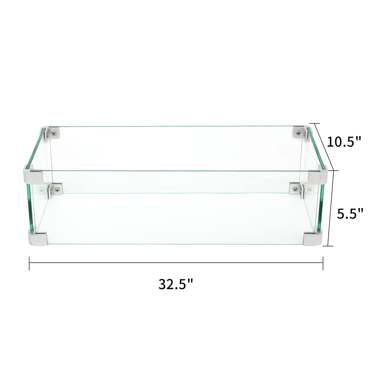 SUNBURY Glass Wind Guard Fence, 32.5 x 10.5 x 5.5 Inch Rectangle Fire Table Accessory Shield
