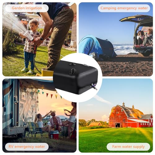 AIPUDI Portable Water Tank, 30 Gallon Water Storage Container with 3/4\" PVC Spigot and Overflow Kit, Foldable Water Tank for Garden Water Catcher, Camping Emergency Water Storage Bladder, Black