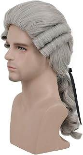 Karlery Colonial Man Long Wave Gray Wig for Halloween Costume and Anime Cosplay