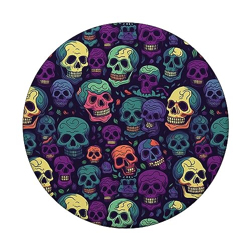 Gothic Pattern Skulls Design Cinco De Mayo Halloween PopSockets Swappable PopGrip, Black - Image 3
