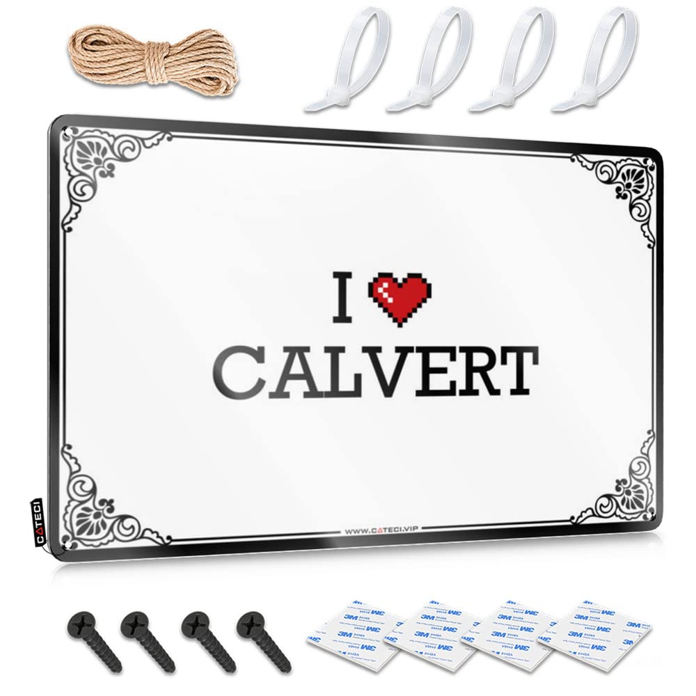 Fzfn Men's Colour Nostalgic Art, Outdoor Pool Decor Accessory I Love Calvert | Farmhouse Longhorn Decor(20X30cm)