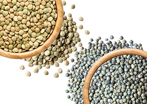 Organic Green Lentils Bundle - Organic Green Lentils, 1 Pound And Organic French Green Lentils, 1 Pound - Non-Gmo, Kosher, Raw, Sproutable, Vegan #TOP3