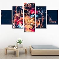 SIGNWIN 5 Panel Canvas Wall Art Street Lights for Home Decorations Ready to Hang - 60