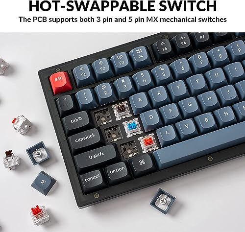 Image of Keychron V3 Wired Custom Mechanical Keyboard Knob Version, TKL QMK /VIA Programmable Macro with Hot-swappable K Pro Brown Switch Compatible with Mac Windows Linux (Frosted Black-Translucent)