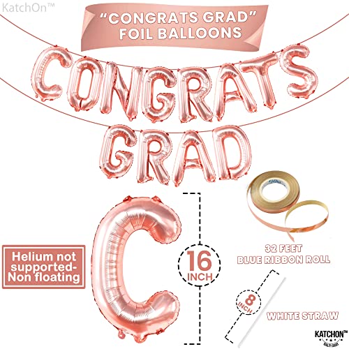 Image of Graduation Decorations 2026 | Rose Gold Congrats Grad Balloons - 16 Inch | Congrats Grad Banner | Graduation Balloon Banner For Congrats Grad Decorations, Congratulations Decorations, KatchOn