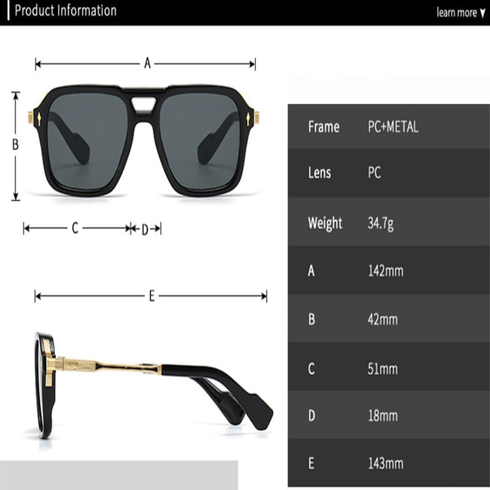 Retro Double Bridges Men Rivets Sunglasses Fashion Gray Gradient Shades UV400 Women Punk Sun Glasses